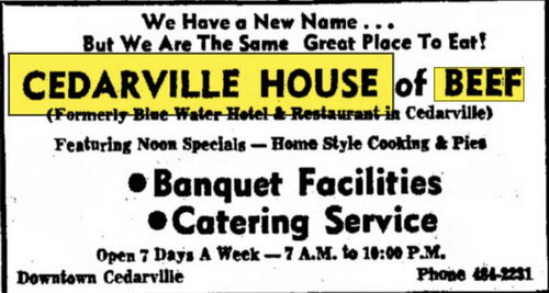Blue Water Hotel (Les Cheneaux Coffee Roasters) - Aug 1972 Ad (newer photo)